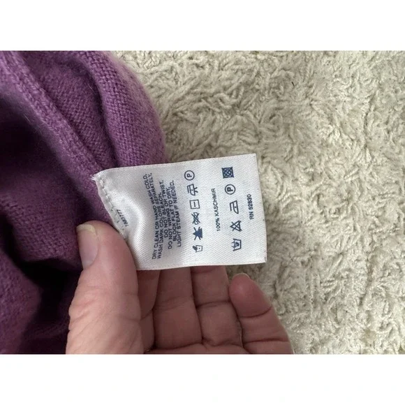 Lands End Lavender Cashmere V-Neck Pullover Sweater Women's XL Luxury Preppy - Picture 11 of 11